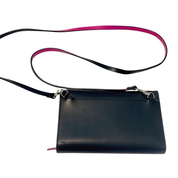 Kate Spade Magenta Black Crossbody Shoulder Wallet Purse Logo Flaw - Picture 4 of 9